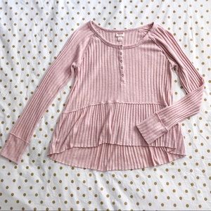 Pink Peplum Long Sleeve Top